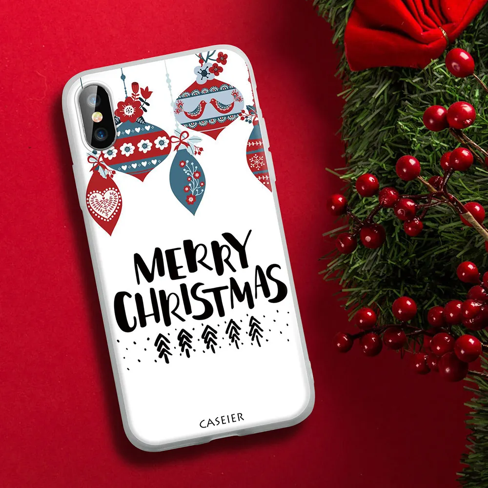 Рождественские Чехлы caseier для телефонов iPhone XR XS 11 Pro Max X 8 7 мягкий чехол Funda 6 6S Plus 2020