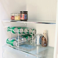 double layer refrigerator beverage storage shelf roll design can beer iron rack cola beer holder soda dispenser kitchen organize