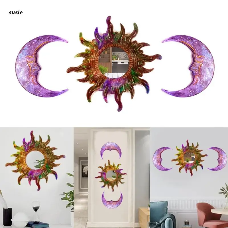 

Sun Moon Decor Epoxy Resin Mold DIY Craft Wall Mirror Wall Clocks Silicone Mould