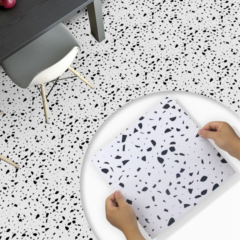 

Broken Star Black White Rock Floor Tile Stickers Classic Flower DIY Splicing Bedroom Decor Paste Twill Non Slip Home Decoration