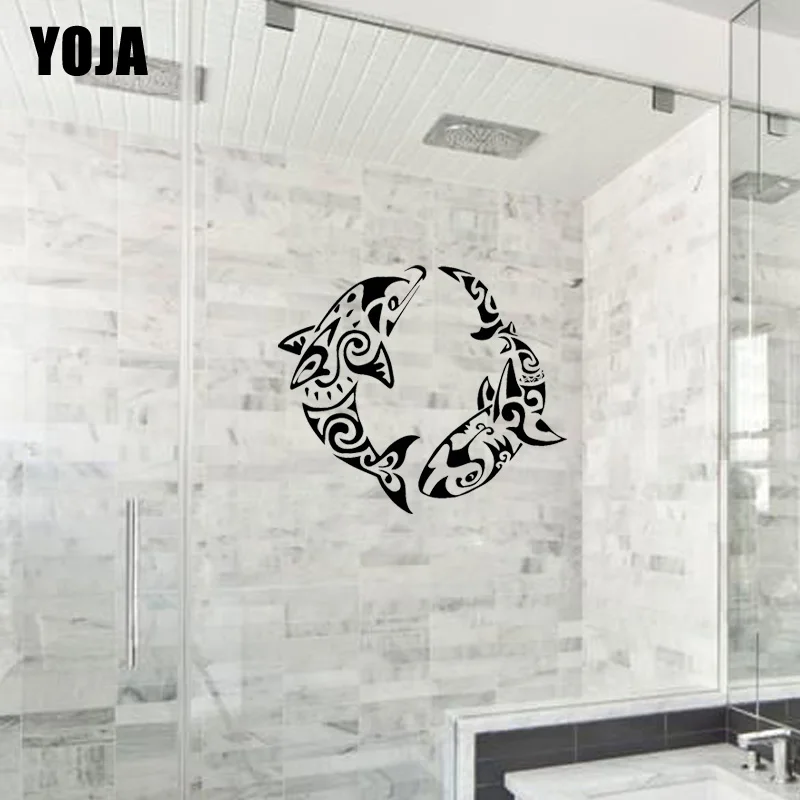 YOJA 25x27 9 см Ванная комната душа красивые наклейки с изображением дельфинов