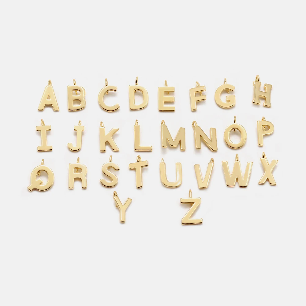 

New Fashion Festival Commemorative Gift Factory Accessories Letter Necklace DIY Copper Gold Plated Glossy Letter Accessories