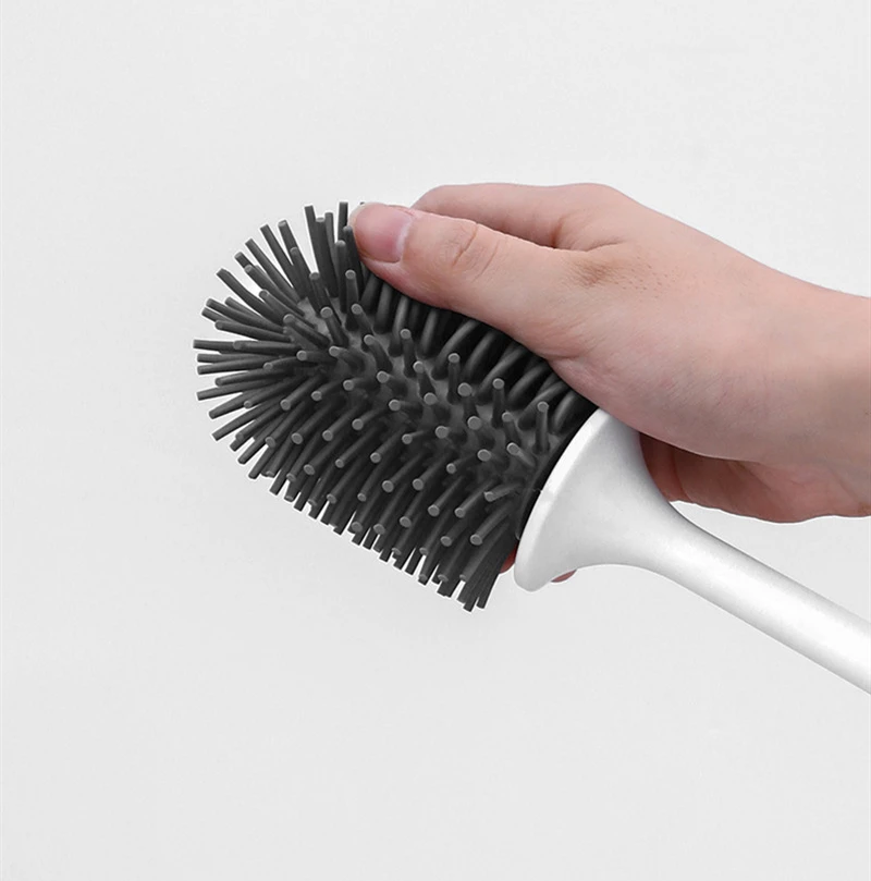 silicone toilet brush soft bristle wall mounted bathroom toilet brush holder set bath clean tool durable thermo plastic rubber free global shipping