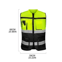 multi pockets high visibility zipper front safety vest with reflective strips y4ua