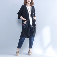 women autumn spring cartoon prints v neck single breasted drop shoulder outerwear female loose casual comfortable coats zx198