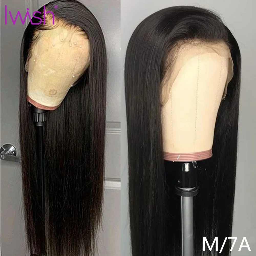 150Straight Wig Iwish 13x4 бесклеевой цветной Боб кружевные передние человеческие волосы парики для женщин 150% Remy бразильские Прямые кружевные передние парики предварительно выщипанные - Цвет: 150Straight Wig