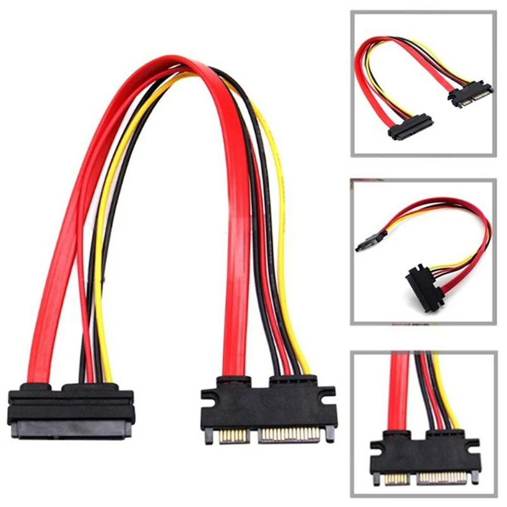 

22 Pin SATA Power Data Cable 7+15 Pin Male To Female Sata Extension Cable SATA 3 Power Combo Extension Cord for DIY PC Sever
