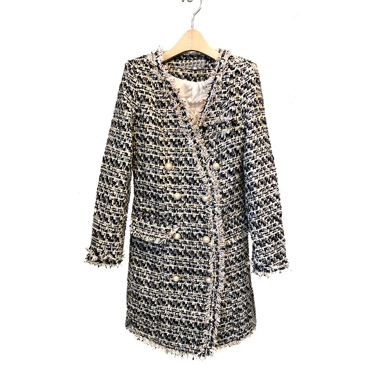 

Tailor Shop Custom Made Autumn and Winter New Tweed Mid-length Coat Woolen Small Fragrant Wind Coat Female Nanyou