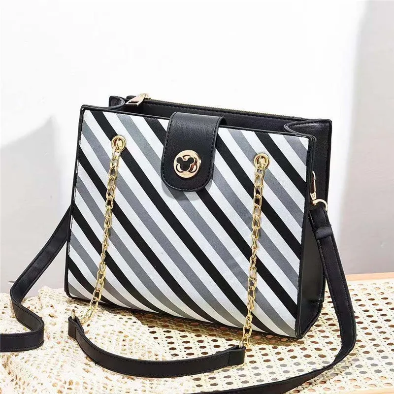 

Высококачественная Роскошная брендовая Новинка 2021, модная Универсальная Портативная женская сумка в полоску на цепочке, женская сумка на п...