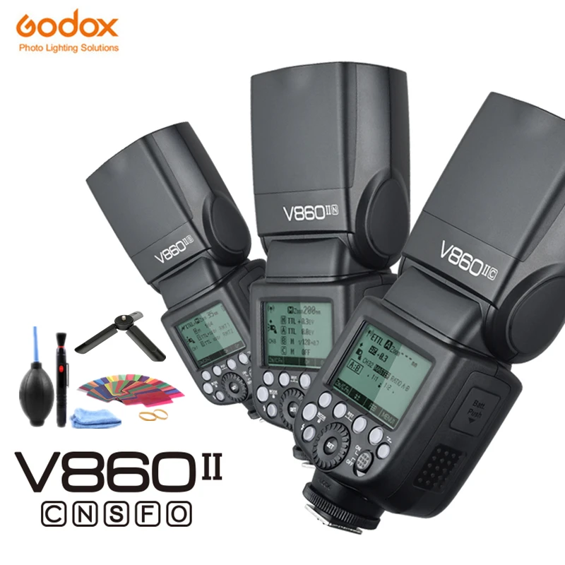 Вспышка Godox V860II вспышка GN60 HSS TTL для Canon Nikon Sony Olympus Fujifilm Fuji камера камер с разъемами