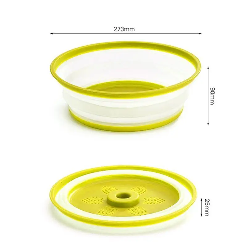 

Foldable Microwave Cover Candy-Colored Fruit Vegetables Microwave Lid Basket Plate Kitchen Washing Strainer Colander Tools Y4W3