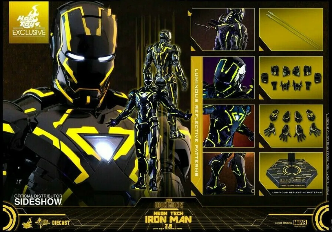 Готов! Горячие игрушки MMS523D29 Neon Tech Железный человек 2 0 Mark 6 VI Diecast 1/6 New|Игровые