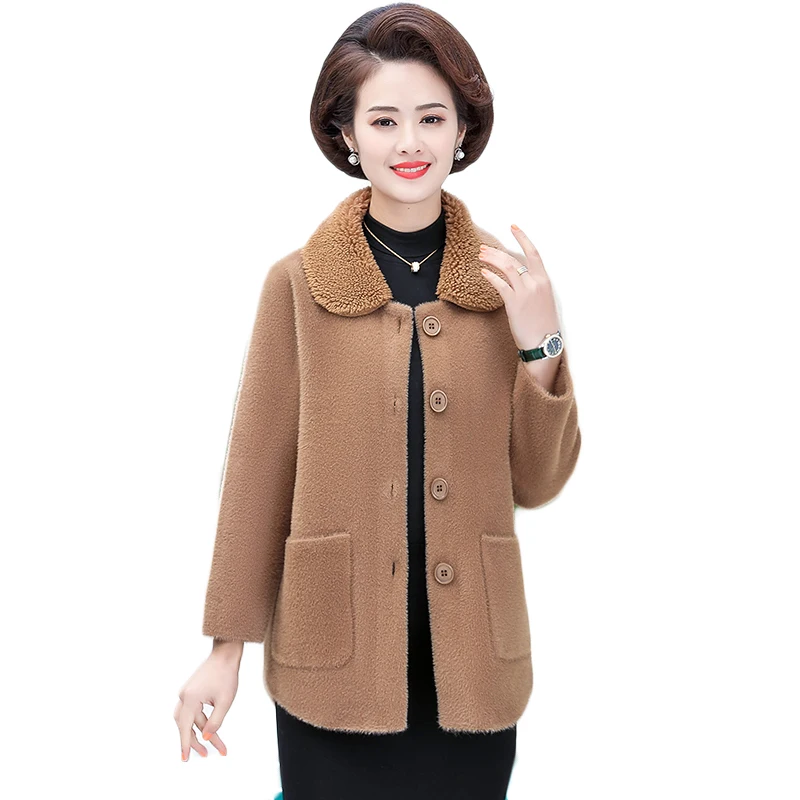 

Trending Products Fur coat Women Shaggy coats Elegant Spring Short jacket Middle age clothing Imitation mink velvet Outwear 323