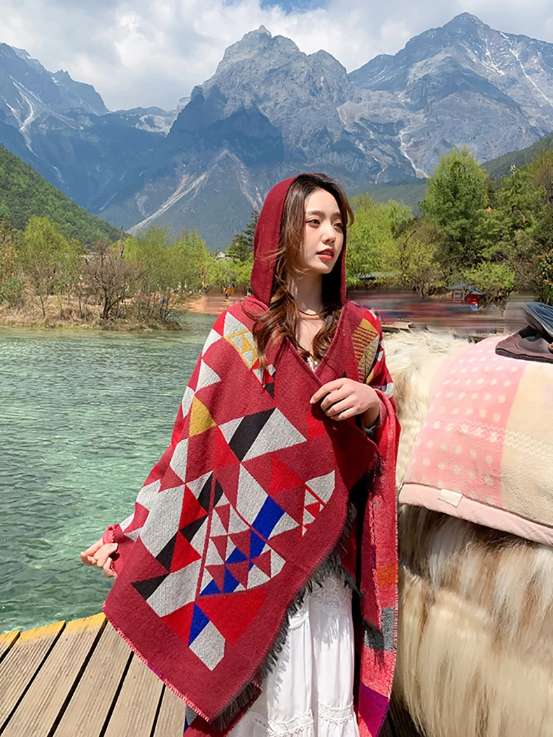 Женская накидка и шаль в богемном этническом стиле Юньнань теплая дорожная