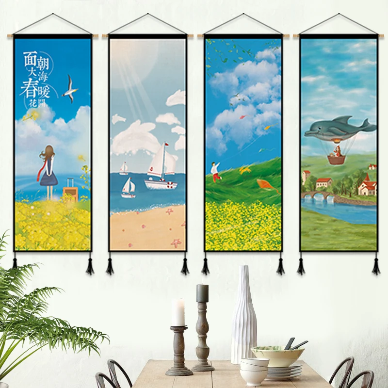 

Scroll Painting Hang Ins Fresh Landscapes Canvas Painting Wall Art Poster Pictures Living Room Decor Wall Tapestry Room Decor