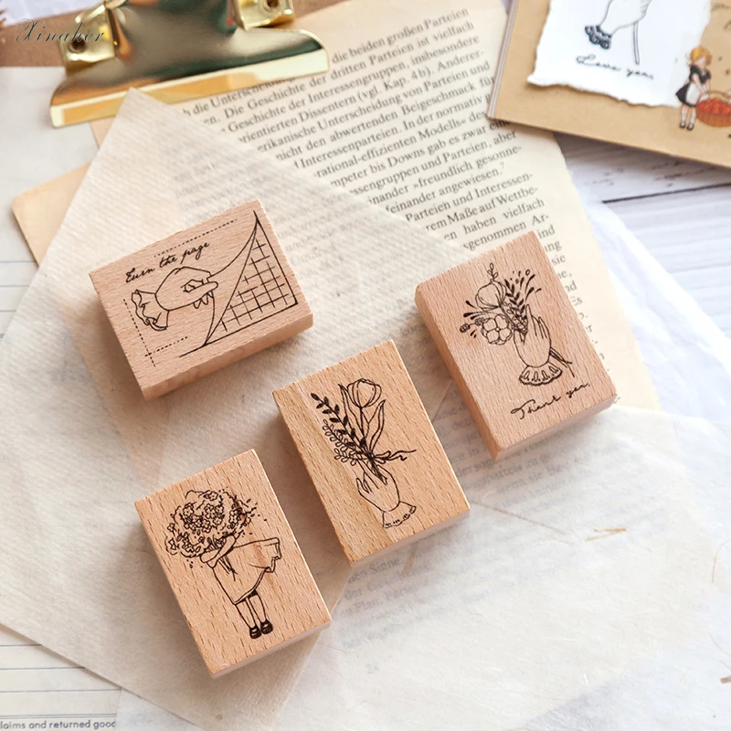 XINAHER винтажная девушка цветок жест украшение штамп для скрапбукинга