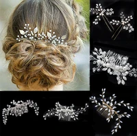 crystal bridesmaid clips pins wedding pearl flower hair pin hair clip tiaras crown headband hair comb clips hair accessories