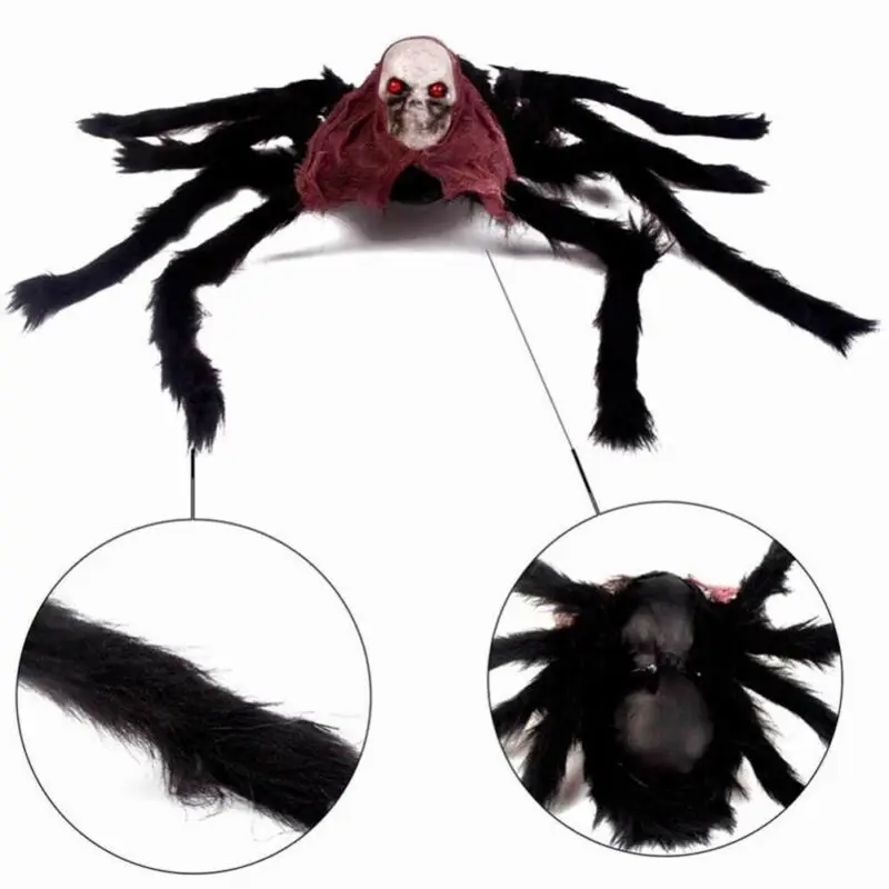 Новый большой череп Хэллоуин плюшевые гигантские паук украшения дом с