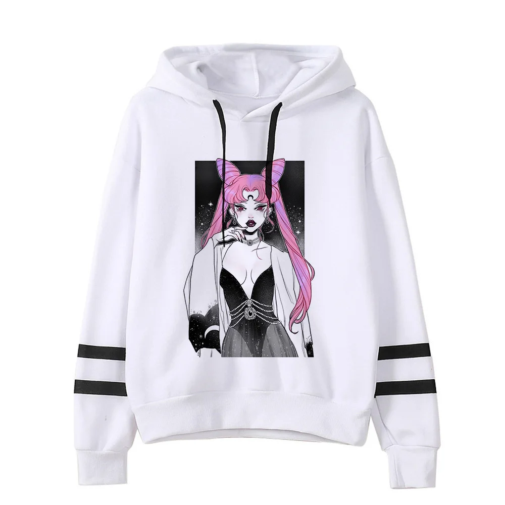 Сейлор свитшот с Луной кошкой Харадзюку корейский стиль ulzzang kawaii 90s мультфильм одежда пуловеры негабаритных с капюшоном уличная