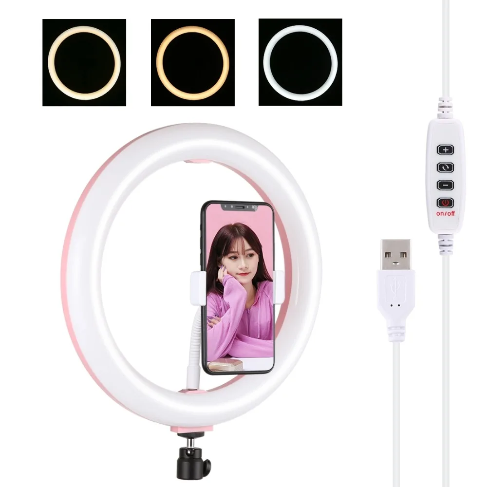

PULUZ 10.2/11.8 inch 3 Modes Dimmable Color Temperature Selfie LED Ring Light blogger Photography Vlogging Youtube Video Light