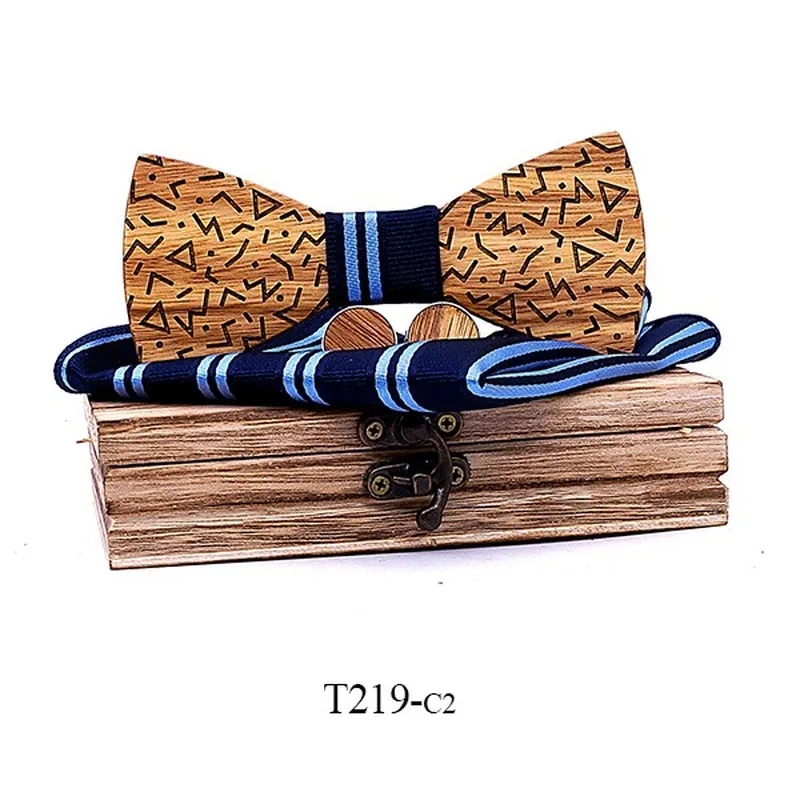 

Fashion Retro Wooden Bow Tie for Men and Women To Host The Show Trend Bow Tie Wedding Party Cufflinks Square Scarf Set