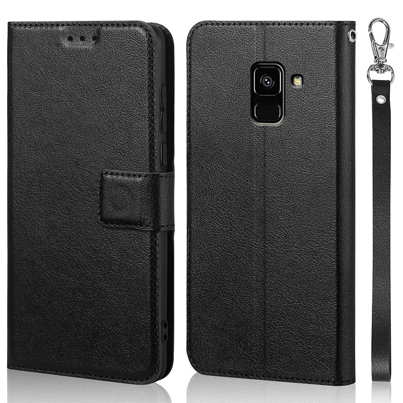 

Роскошный чехол-книжка для Samsung Galaxy A5 2018 A530, оригинальный кожаный чехол-книжка для телефона, чехол-бумажник с подставкой и ремешком