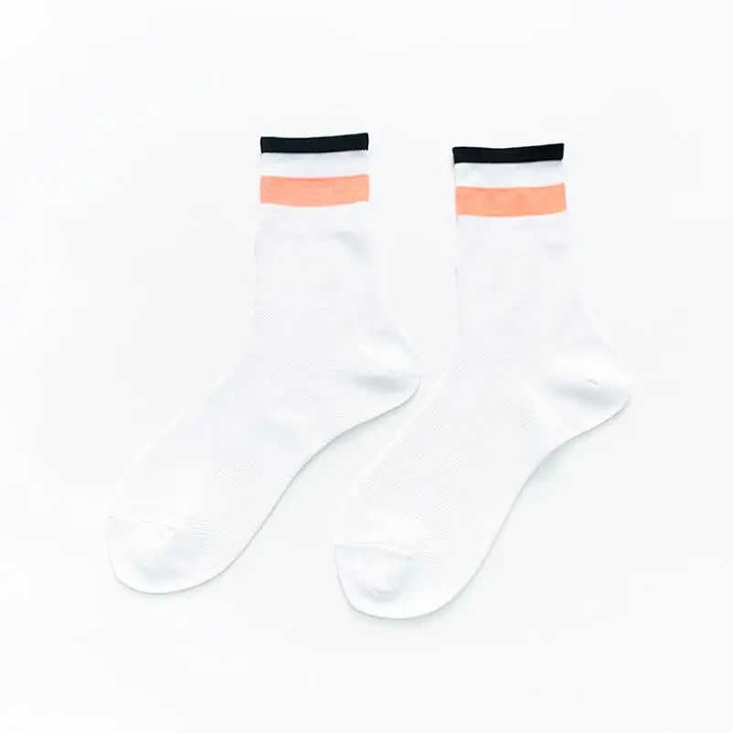 5 Pairs Girls Cotton Striped Ankle Socks Students Summer Breathable Sport Crew Sock Neon Colors Women White Mesh Ankle Socks
