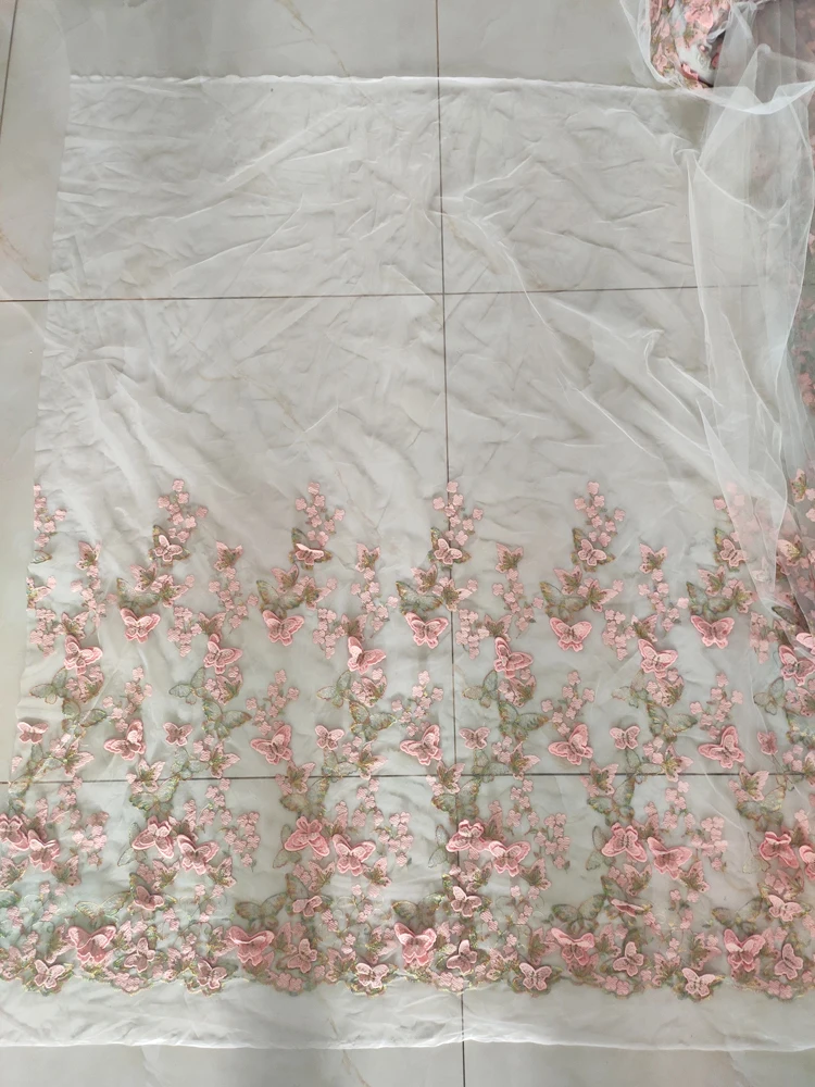 Изысканная 3D кружевная вышивка бабочки ткань многоцветная золотая нить