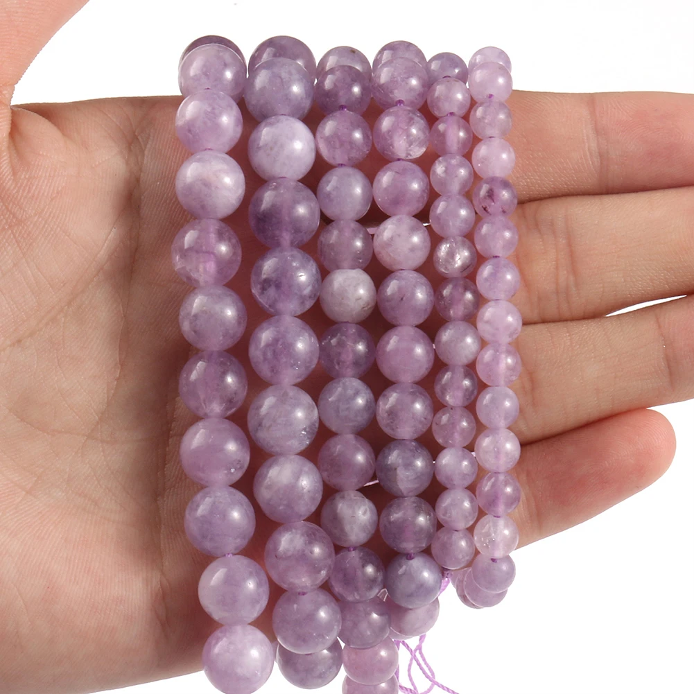 

Light Purple Natural Amethysts Agates Beads 6/8/10MM Round Loose Stone Beads For Jewelry Making Diy Bracelets Factory Price 15in