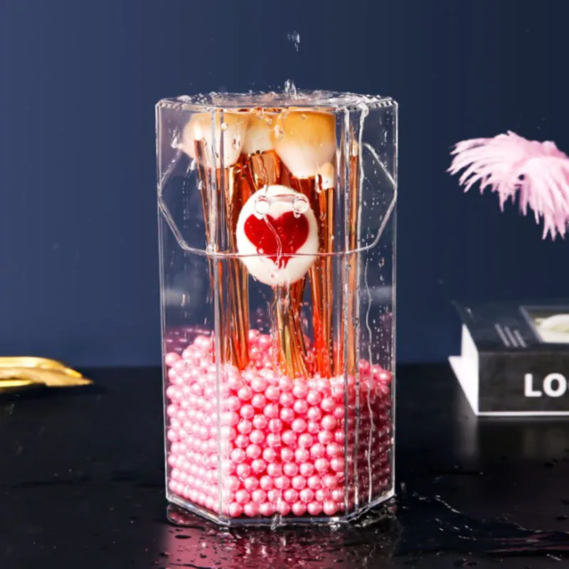 Прозрачная коробка для хранения косметики органайзер кистей макияжа