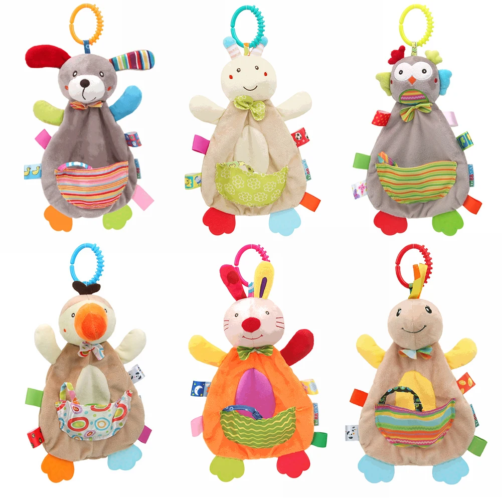 

Baby Sleeping Toy Plush Toy Cute Animal Newborn Baby Rattle 0-12 Months Towel Baby Color Vision Molar Comfort Towel With Pocket