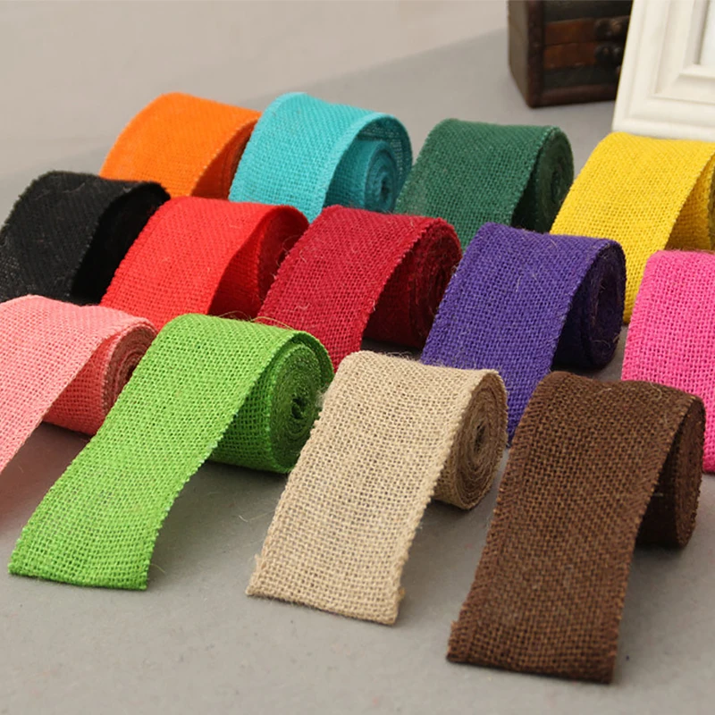 2 м/лот 6 см в ширину яркая натуральная Джутовая Ткань рулоне сделай сам ручная