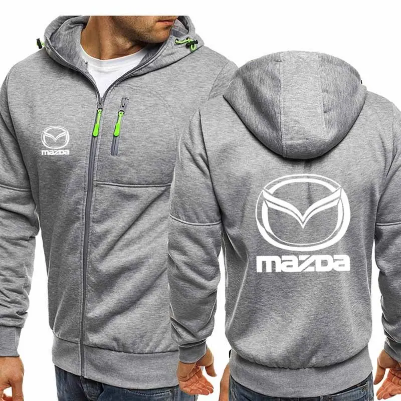 

NEW Spring Autumn Man Mazda Logo Jacket Print Casual Hip Hop Harajuku Long Sleeve Hooded Sweatshirts Zipper Hoodies Hoody