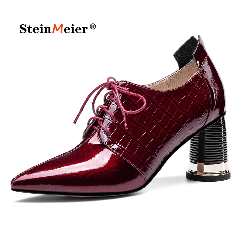 

Women Pumps Shoes Retro 2021 New Alligator Pattern Genuine Leather Lace-Up Fashion Handmade Concise Platform Ladies Shoes