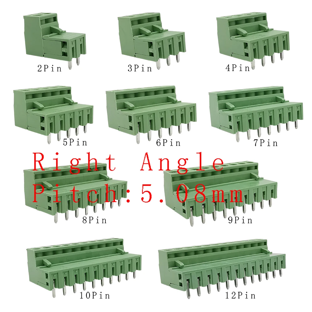 5 пар 300 В 10A 2EDG 08 мм PCB Клеммная колодка коннектор Прямоугольный угол штырьковый