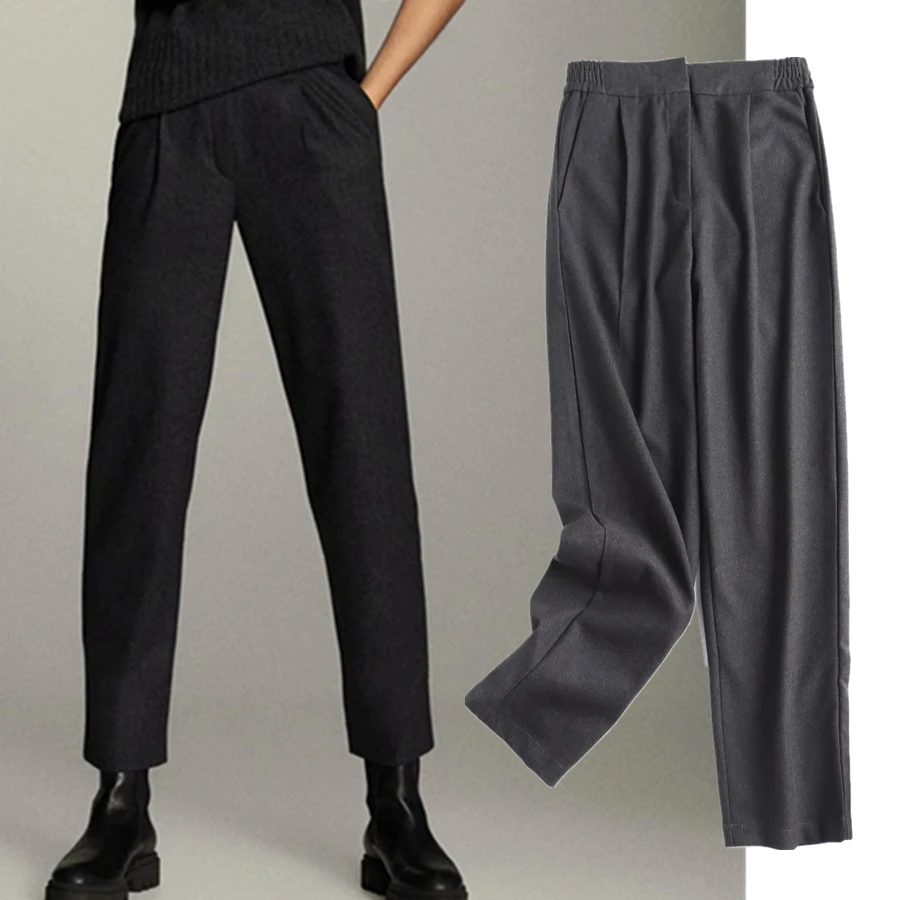 

Дженни и Дэйв женские прямые брюки Модные Простые однотонные плиссированные шерстяные зимние брюки женские брюки