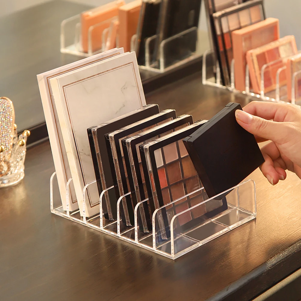 

Makeup Storage Box Transparent Slot Cosmetics Case 7 Grids Acrylic Eyeshadow Compact Organizer Drawer Desktop Storage Divider