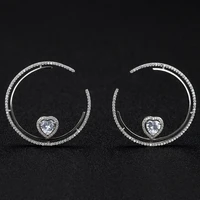 funmode hot cubic zircon heart stud earrings dubai bridal gold earrings for women wedding engagement party fe365