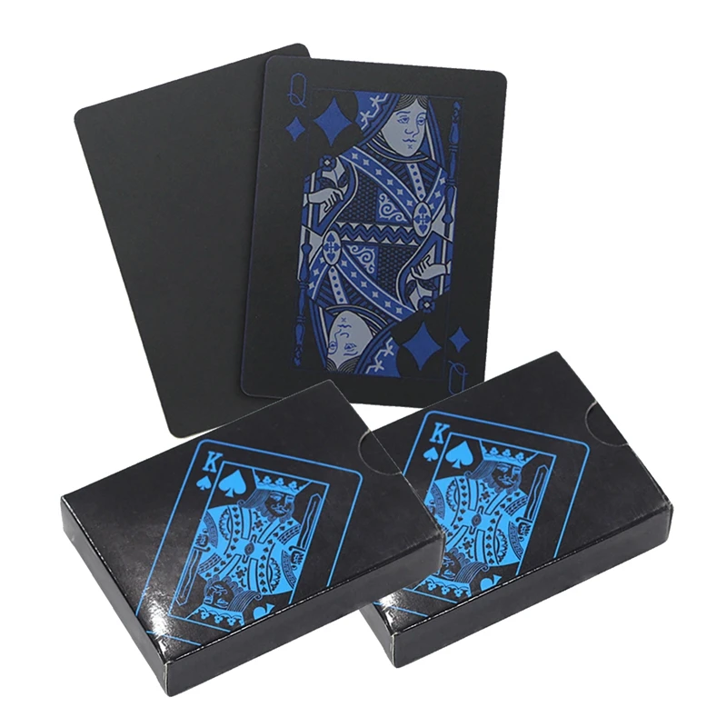 

2 Deck of Poker Cards Black Blue PVC Playing Cards for Family Game Party