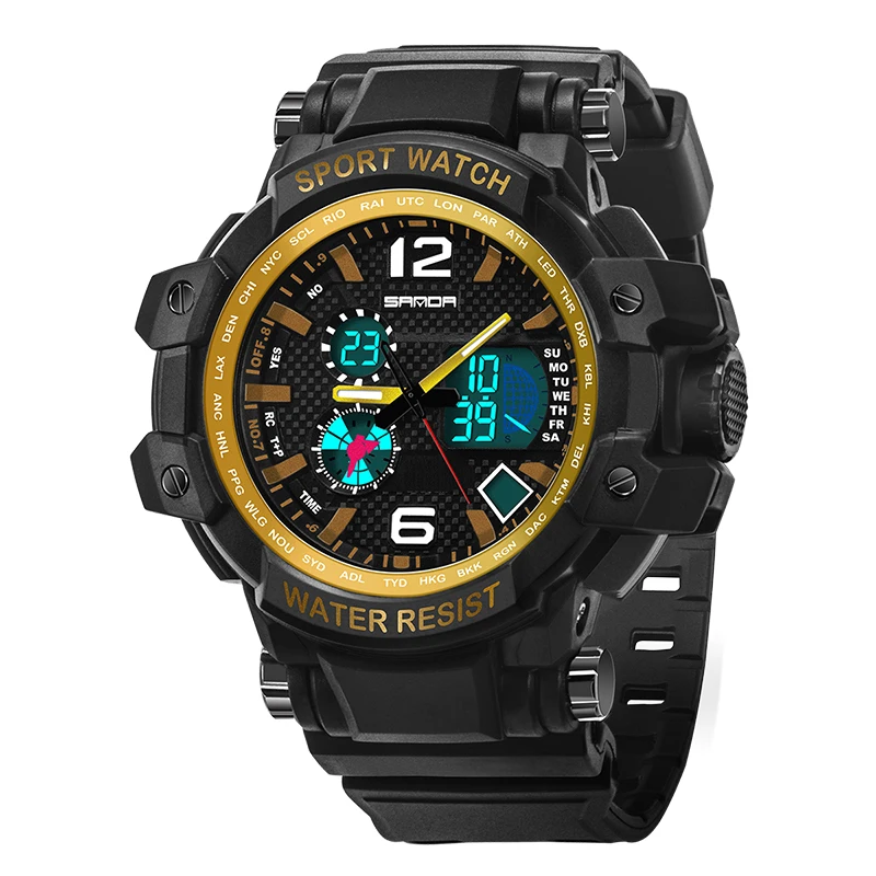

Fashion Outdoor Sport Watch For Men LED Dual Display Quartz Wristwatches Waterproof Digital Watches Relogio Masculino Esportivo