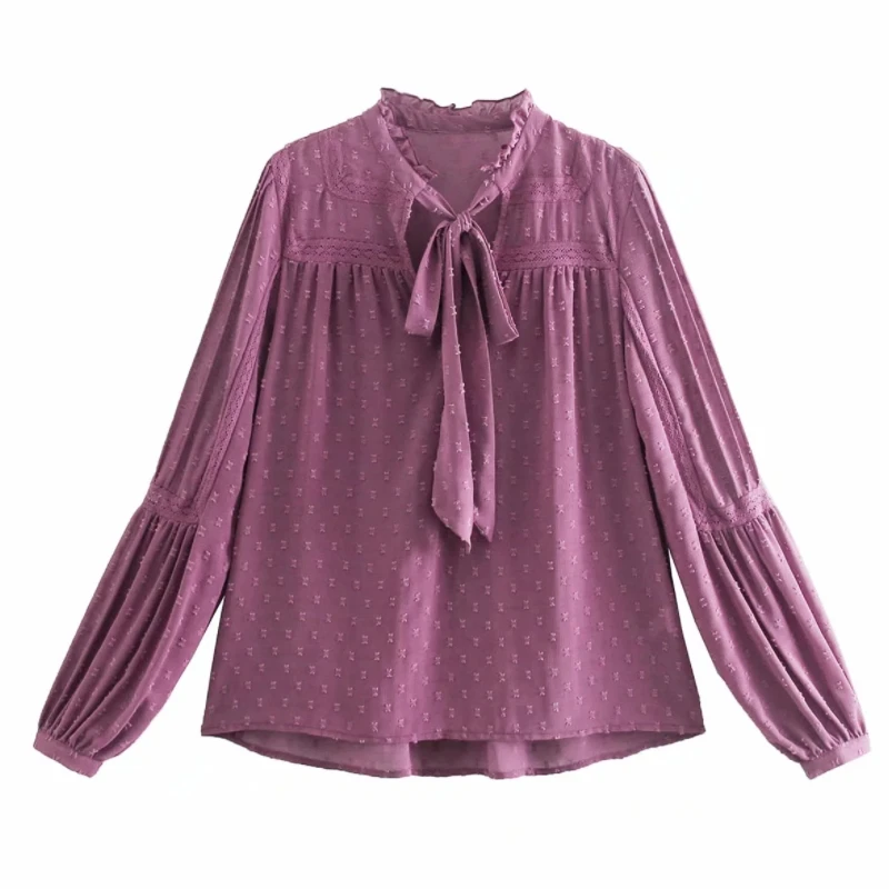 2021 New Fashion Women V Neck Lace Up Bow Tie Chiffon Shirt Female Long Sleeve Blouse Lady Loose Tops Blusas S8579
