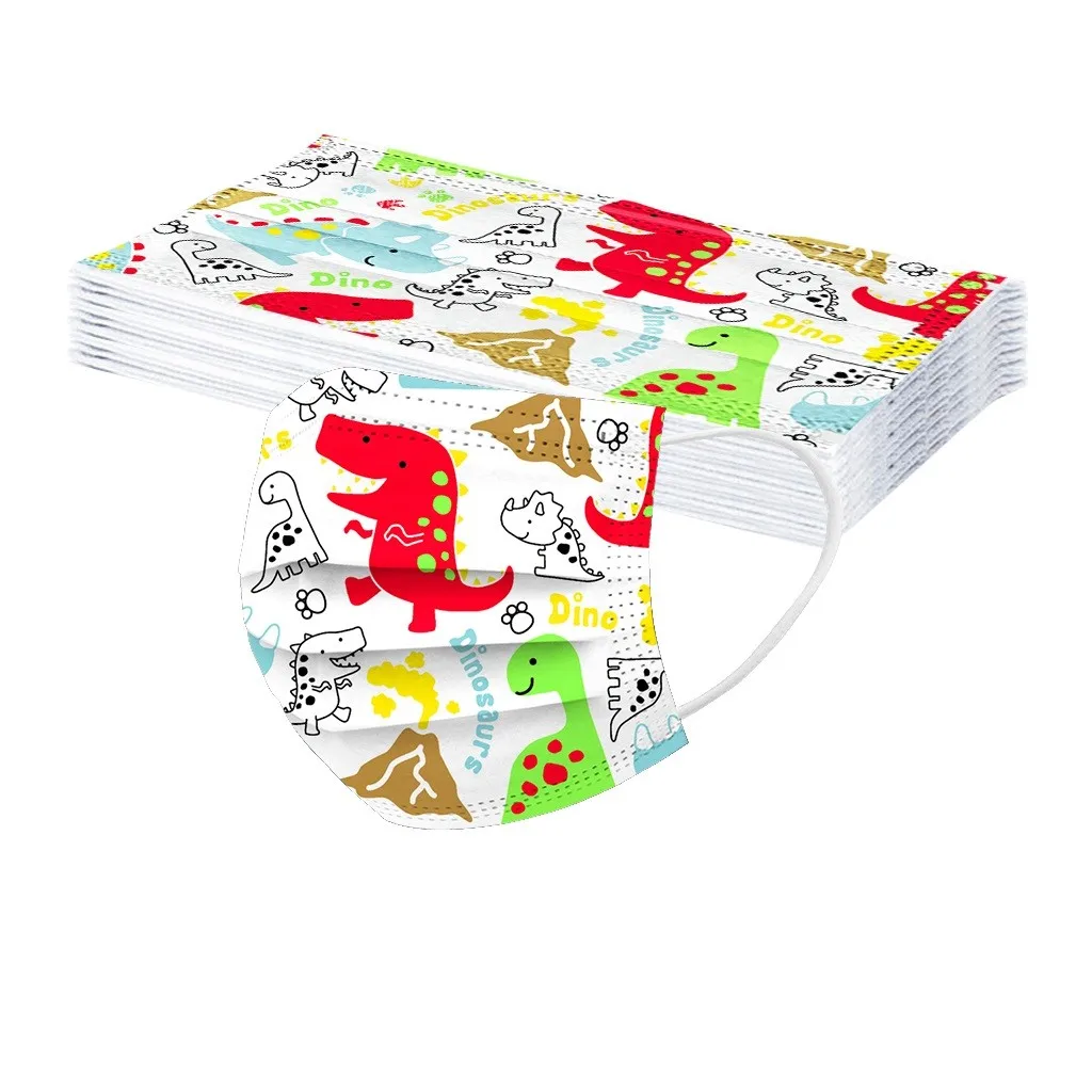 10 шт. одноразовая маска детская динозавра для лица Пылезащитная 3-слойная