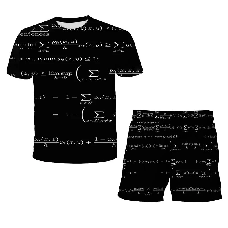 

2021 Fashion Best Selling Summer Physics And Mathematics 3d Children's Suit Boys And Girls' Suit T-shirt + Shorts Fun Casual Cre