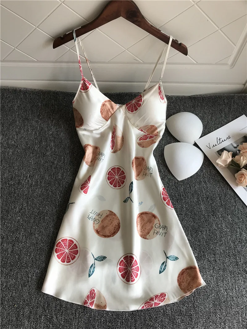 Женское атласное ночное белье сексуальная ночная рубашка с открытой спиной и