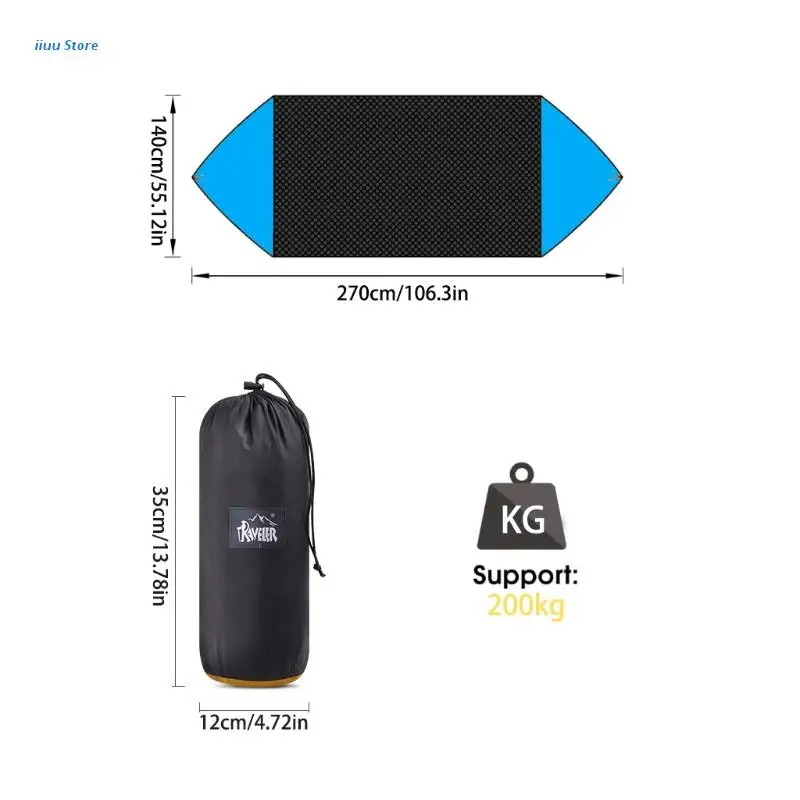 

Durable & Comfortable Camping Hammock Double & Single Portable with Bug Net for Outdoor Travel (Blue)