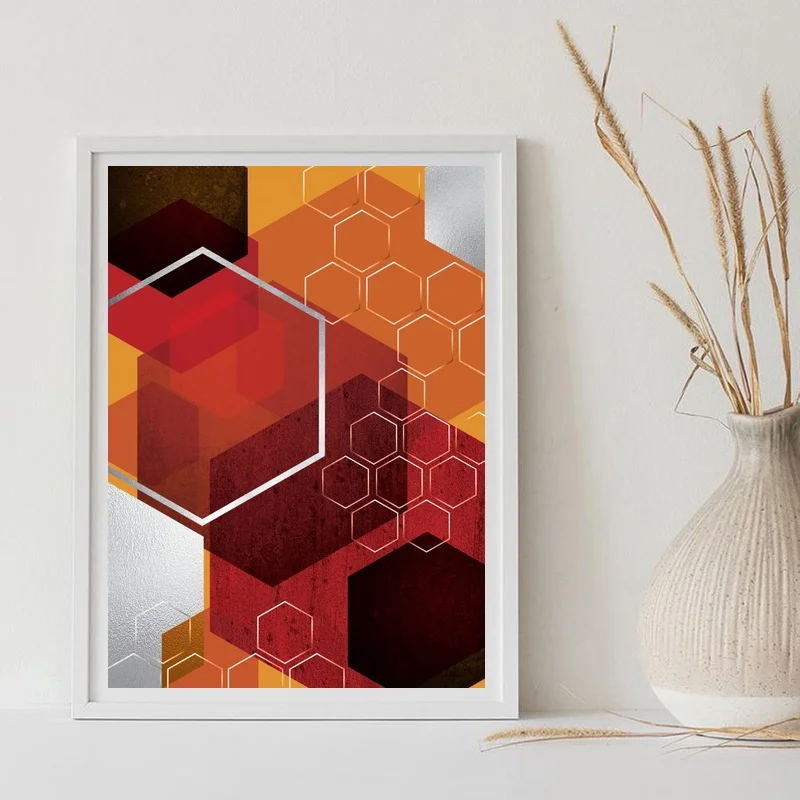 Абстрактный геометрический красный роскошный Бохо абстрактный