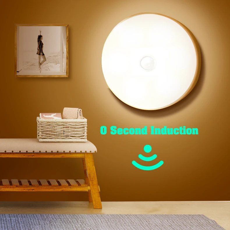 Беспроводной светодиодный Ночной светильник движения Сенсор 3-5 м USB