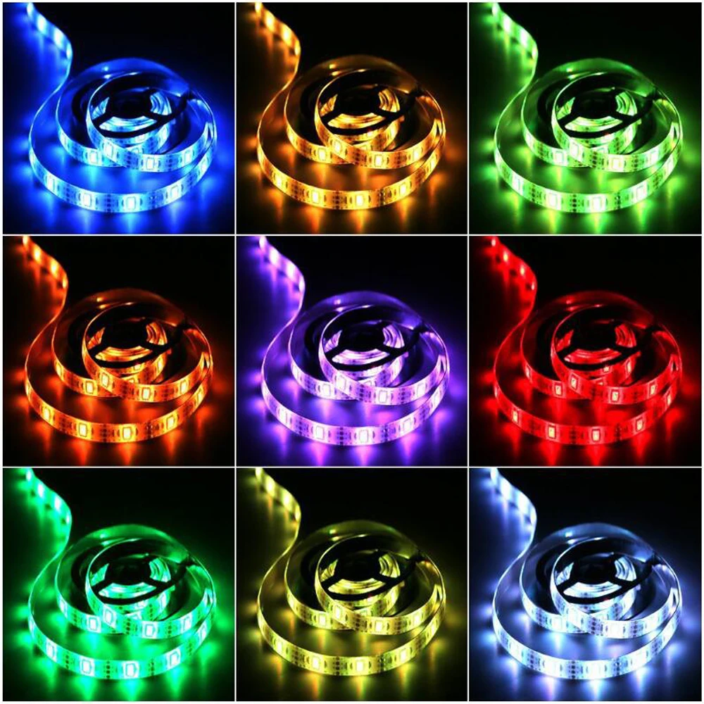 

DC 5V 5050 RGB LED Strip 0.5M 1M 2M 5M LED Light Battery Powed Waterproof Ribbon Tape With Remote Control Indoor Outdoor Decor