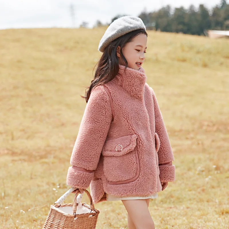 Однотонное Детское пальто из натуральной шерсти для девочек и мальчиков