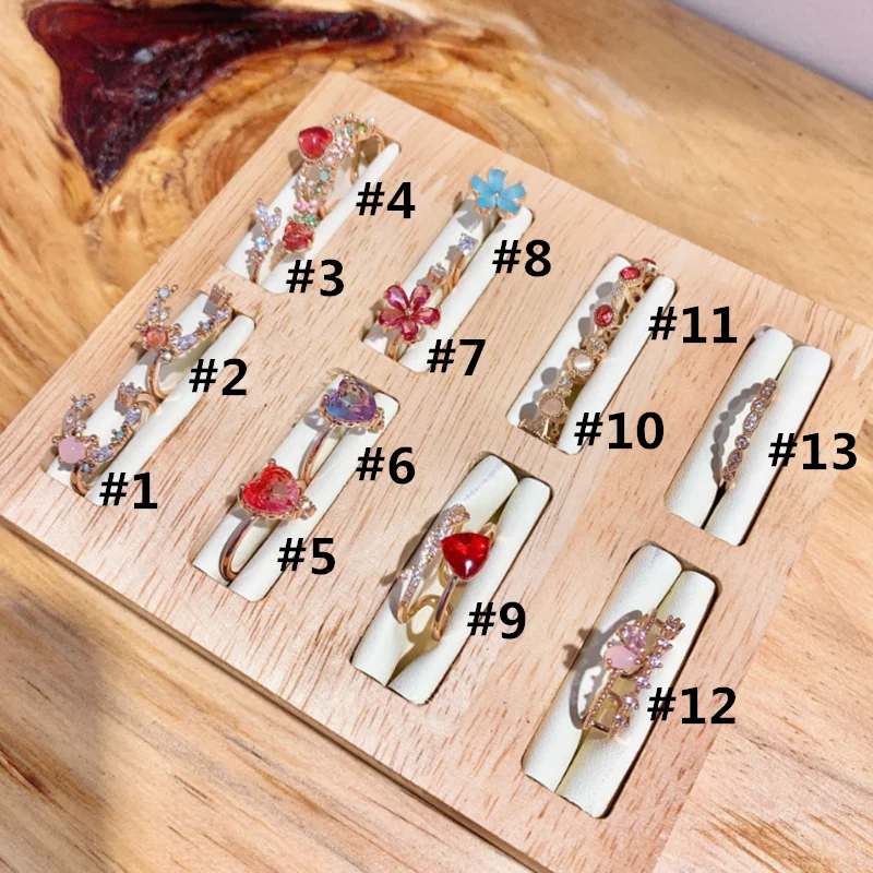 Корейские милые Регулируемые кольца с фианитами в форме сердца цветка фрукта для